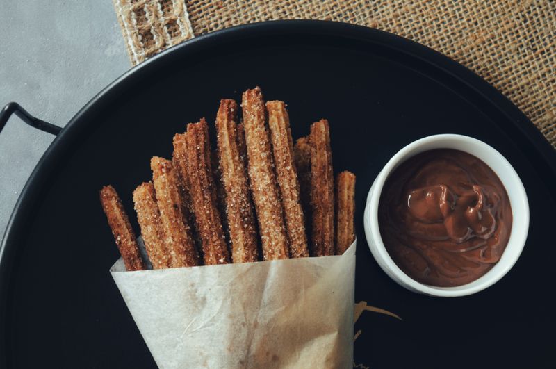 Chuys cinnamon churros with chocolate sauce